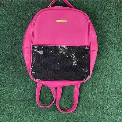 Juicy Couture Fuchsia Pink & Black Sequins Nylon Faux Leather Backpack • $28.97