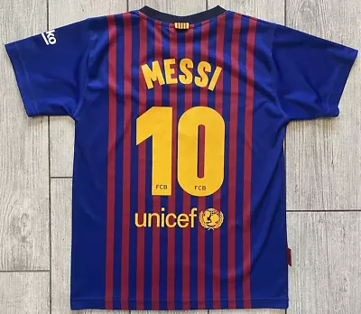 Kids FCB Soccer Club Lionel Messi Jersey Size 10 Football Barca Boys • $26.88