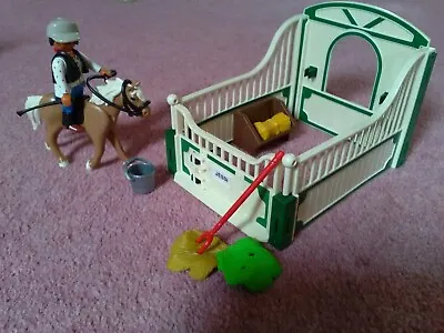 Playmobil 100% Complete Set 5109 Riding School Horse With Stall / Stables Add On • £8.50