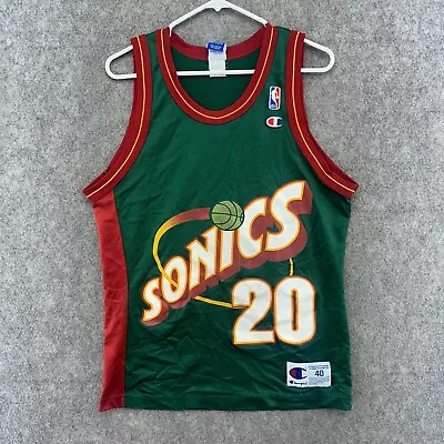 VTG Seattle Supersonics Jersey Mens 40 Green #20 Gary Payton NBA Champion 90s • $49.95