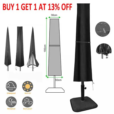 Large Heavy Duty Garden Parasol Cover Patio Umbrella Waterproof Black 1.9 X 0.3m • £6.79