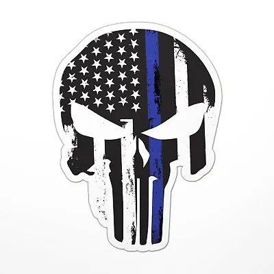 (231item#) Thin Blue Line Skull Sticker (Punisher Police DOC) (4 Sizes) • $2.99