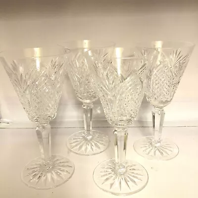 Vintage Cut Crystal -Glass Wine Goblets Glasses Stemware Set Of 4 Beautiful! • $28