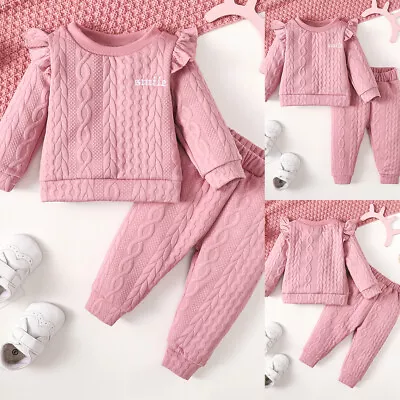 2Pcs Toddler Kids Baby Ruffle Tops + Pants Set Newborn Girls Outfits Tracksuit • £7.59