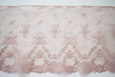 3 Yds. Vintage Raval Nude 6 3/4  Soft Embr. Tulle Lace L-315B • $2.97