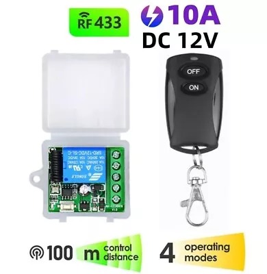 1 Channel Remote Control Transmitter Receiver Wireless Relay Switch Module 12V • £4.49