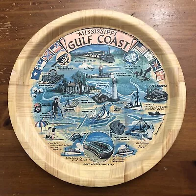 Mississippi Gulf Coast Hand Woven ~ Genuine Bamboo ~ 13  Diameter Tray Vintage • $22
