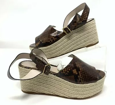 $44.99 • Buy Zara Womens Wedges Espadrilles Leather Snake Embossed EU 39 US 8 Jute 1343/301