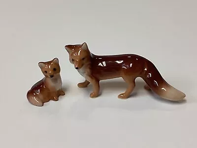 Retired Hagen Renaker Miniature Mama & Baby Fox Figurines • $20