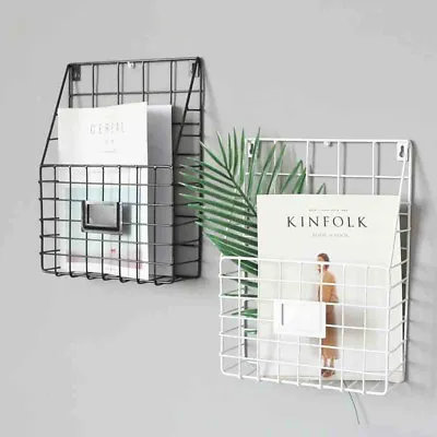 £13.99 • Buy Simple Wire Magazine Newspaper Basket Wall Mounted Post Storage Rack Holder