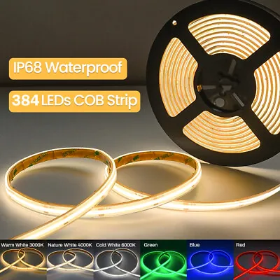 384LEDs COB LED Strip Light Flexible Silicone Tape For Home Car DIY Lighting 12V • $26.91