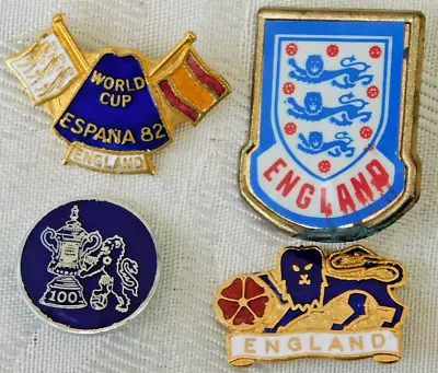 4x LOVELY VINTAGE ENGLAND NATIONAL FOOTBALL CLUB FA CUP ETC ENAMEL COFFER BADGES • £20