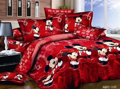 Mickey Minnie Mouse Duvet Cover Set Bedding Set Single Double King Pillowcases • £21.99