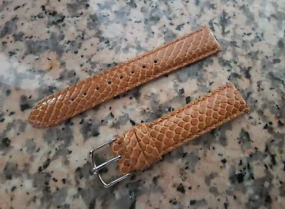 18mm Brown Genuine Leather Python Embos Interchangable Watch Band Strap MIchele • $11.35