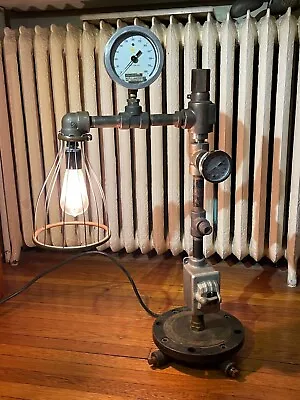 Industrial Desk Wall Lamp Metal Water Pipe Steampunk Light Fixture Cast Iron • $245