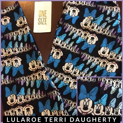 LLR One Size Disney Leggings Echoes Of Minnie Mouse With Black Background • $5.44