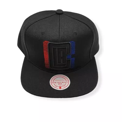 Mitchell & Ness Los Angeles Clippers Blackout TRP Slice Adjustable Snapback Hat • $36.99