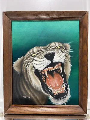 VTG. Oil Painting TIGER On Canvas Signed And Dated • $225.95