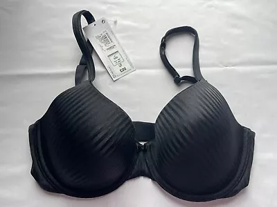 Ex M&S Ladies Womens Black Pleated Under Wired Padded Full Cup Bra RRP £20 • £7.95