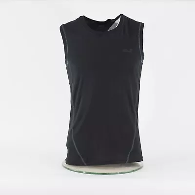 Mens Jack Wolfskin Sleeveless Top Black Round Neck Stretch Casual T-Shirt • £9.99