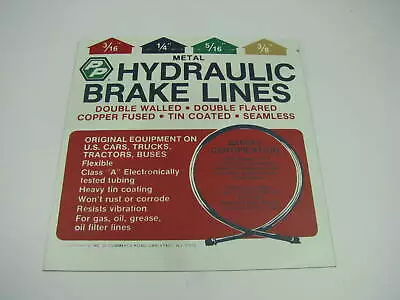 Perfect Parts Metal Hydraulic Brake Lines METAL SHEET Chart Sign  - 9  X 8-1/4  • $24.19