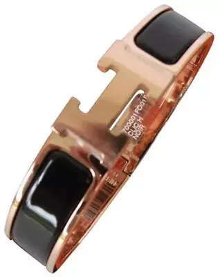 New Hermes Clic H Bracelet Black Enamel Rose Gold Plate PM • $550