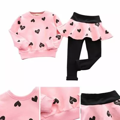 Toddler Kids Baby Girls Tracksuit Sweater T Shirt Tops Pants Outfits Clothes Set • $29.38