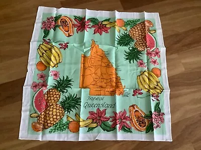 Vintage QUEENSLAND SOUVENIR TABLECLOTH - TROPICAL QLD FRUIT - Unused • $12.20