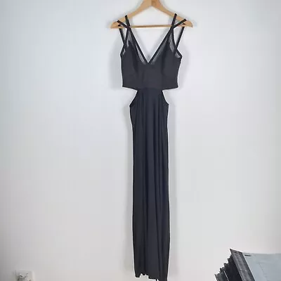 $24.95 • Buy Missguided Womens Maxi Dress Size 12 Black Sleeveless Vneck Cut Out 044890
