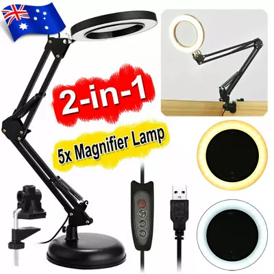 5X Magnifying Lamp Desk Table Beauty Nail Salon Tattoo 360° Magnifier Light AU • $25.98