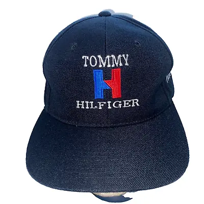Vintage 90's Tommy Hilfiger Hip Hop Snapback Hat Black Cap • $11.20