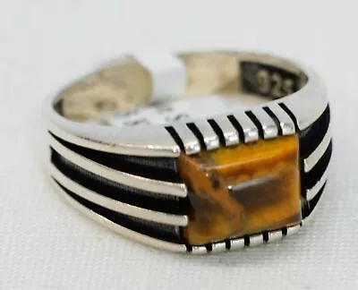 Babylon Silver Men's Tiger Eye Stone Ring SV3 925 Sterling Silver Size 11  • $29.99