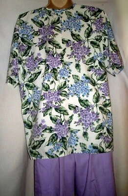 $0.01 • Buy Pretty BARCO Scrub Top Lavender Floral W Lavender Pants Miss Sz XS 6 Top 10 EUC