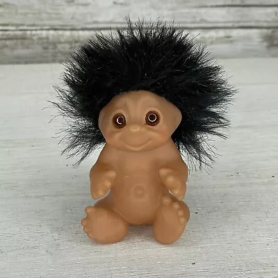 Vintage Dam Things Troll Doll Marked 1985 Black Hair Brown Eyes - Nude 3” • $62.82