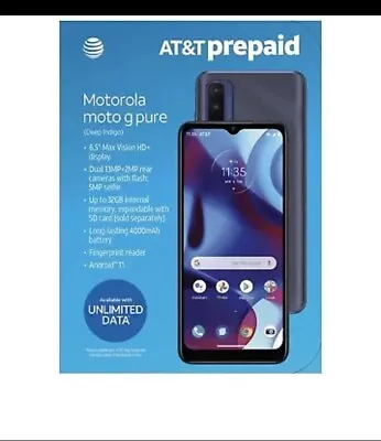 New & Sealed - Motorola Moto G Pure - (AT&T) Prepaid Smartphone - Free Shipping • $59.95