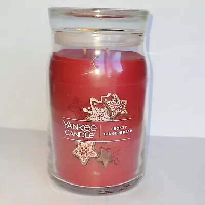 Yankee Candle Frosty Gingerbread Large Jar 2-Wick Candle With Deco Label 20 Oz • £24.10