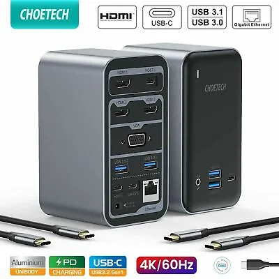 USED (As New) CHOETECH HUB-M21 15 In 1 USB-C Docking Station 3 X HDMI 4K • $89