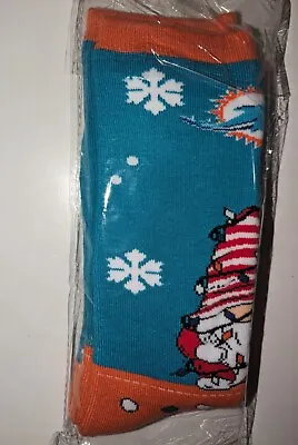 Miami Dolphins Christmas Socks Large CREW BRAND NEW NFL TEAM SPORTS FAN • $18.99