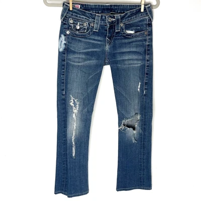 £17.61 • Buy True Religion Becky Distressed Destroyed Low Rise Bootcut Blue Jeans Size 26