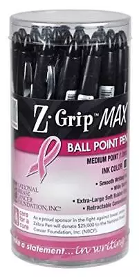 Zebra Z-Grip MAX BOLD Retractable Ballpoint Pen 1.2mm Black With Pink Ribbon • $24.89