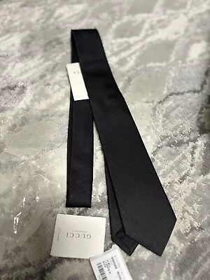 New GUCCI Men's Black Color Silk Woven LOGO 550568 Classic TIE • $129.99