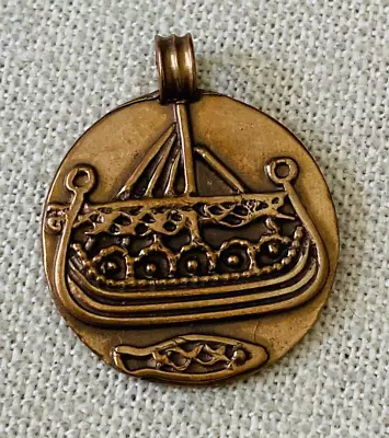 Vintage Danish Viking Boat Ship KOPI Bronze Necklace Pendant SMYKKER MUSEUM 1  • $69.99