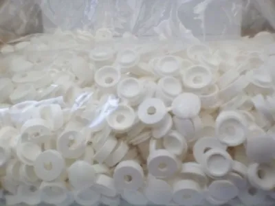 White Plastic Screw Cover Caps Fold Over Hinged 3 Mm Hole 6g To 8g Gauge Screws • £9.49