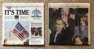 Lot (2) PRESIDENT BARACK OBAMA 'INAUGURATION' HAWAII Newspapers January 20 2009 • $11.99