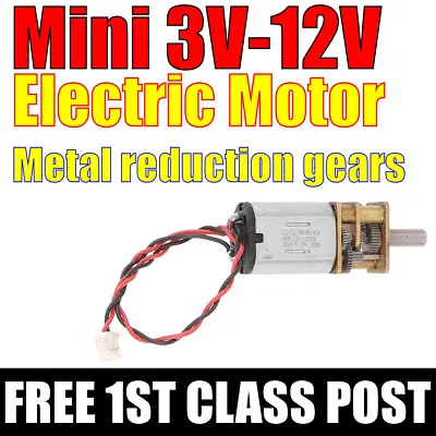 Micro Electric Motor 3V 12V 6V Gear Motor 60rpm@5V METAL GEARBOX Motor Robot Car • £6.99