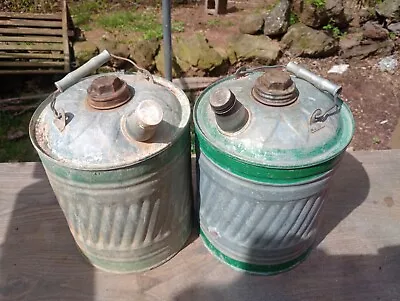 Vintage 2 Gallon Galvanized Metal Gas Can Kerosene Spout Plastic  Handle  • $37.50