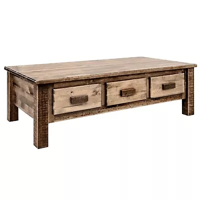 Farmhouse Coffee Table With 6 Drawers Stained Amish Made Lodge Cabin Furniture  • $1729