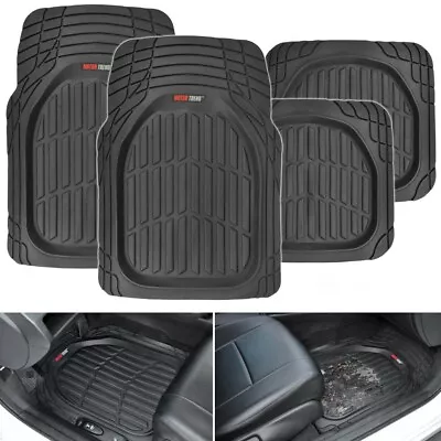 $39.99 • Buy FlexTough Shell Rubber Floor Mats Black Heavy Duty Deep Channels For Car