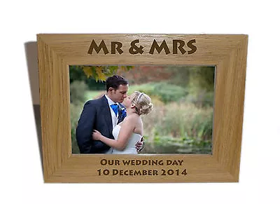 Mr & Mrs Celebration Wooden Frame 6x4 - Personalise This Frame - Free Engraving • £11.90