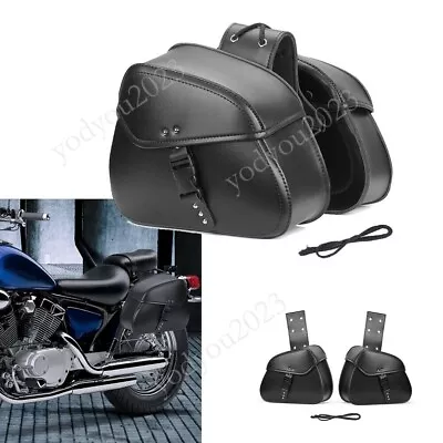 2X Motorcycle Side Saddle Bags For Yamaha Virago XV 250 500 535 700 750 920 1100 • $62.85